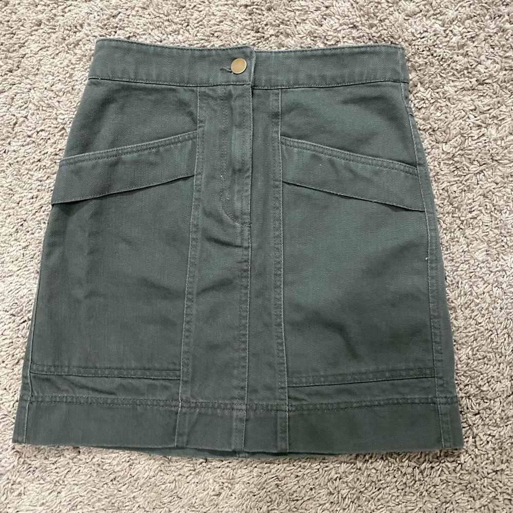H&M Military Green Denim Mini Skirt